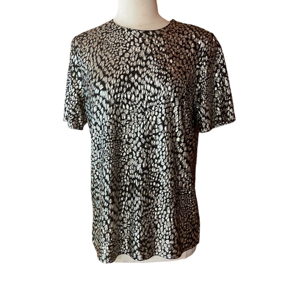 1980s‎ Notations Silver & Black Blouse